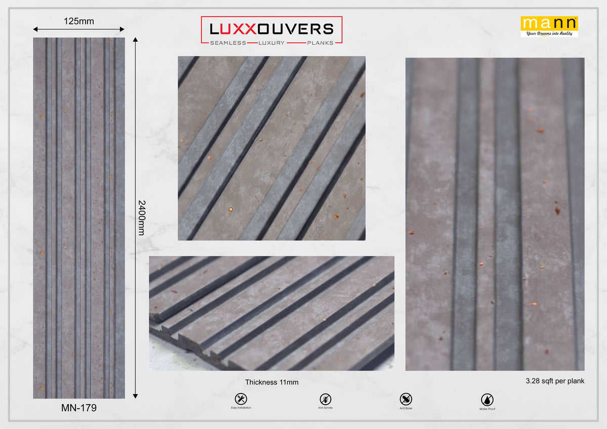 Mystic MN-179 blue-grey concrete look fluted louver face