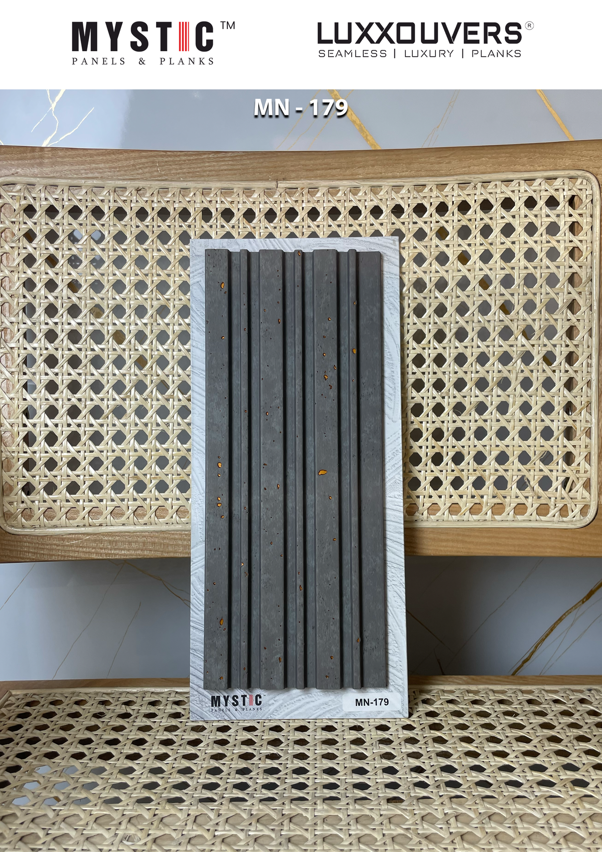 Mystic MN-179 blue-grey concrete look fluted louver face