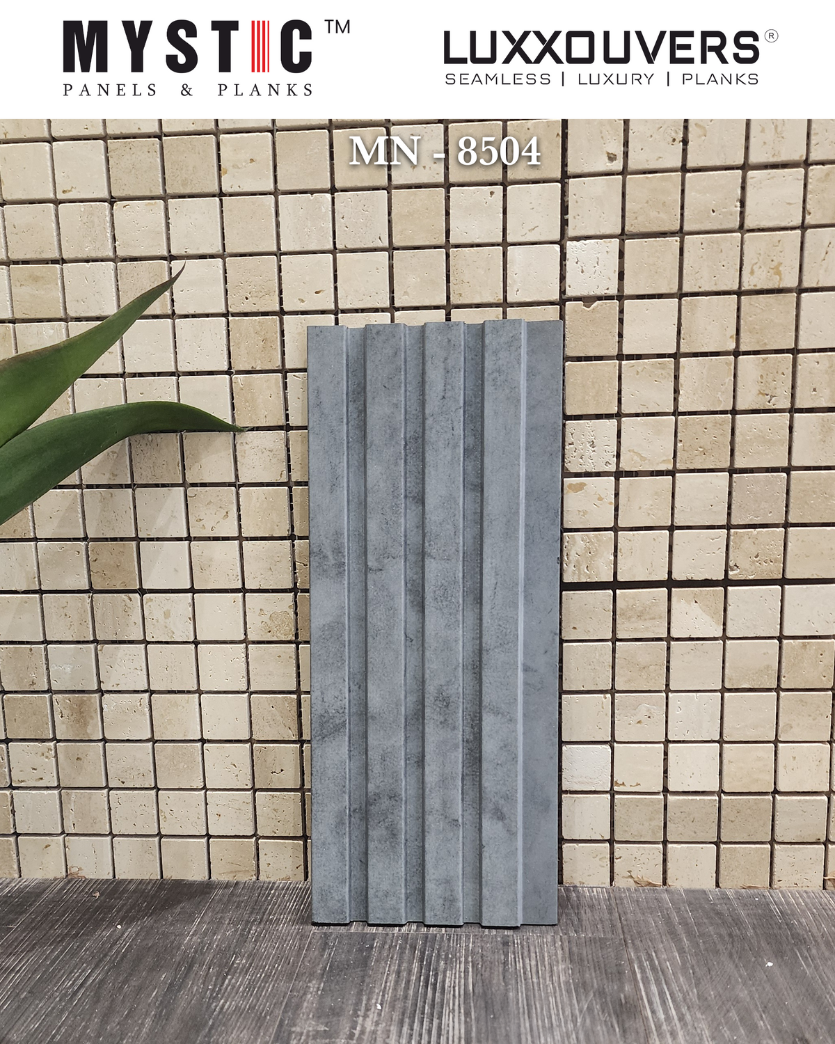 Mystic MN-8504 blue-grey concrete look fluted louver face