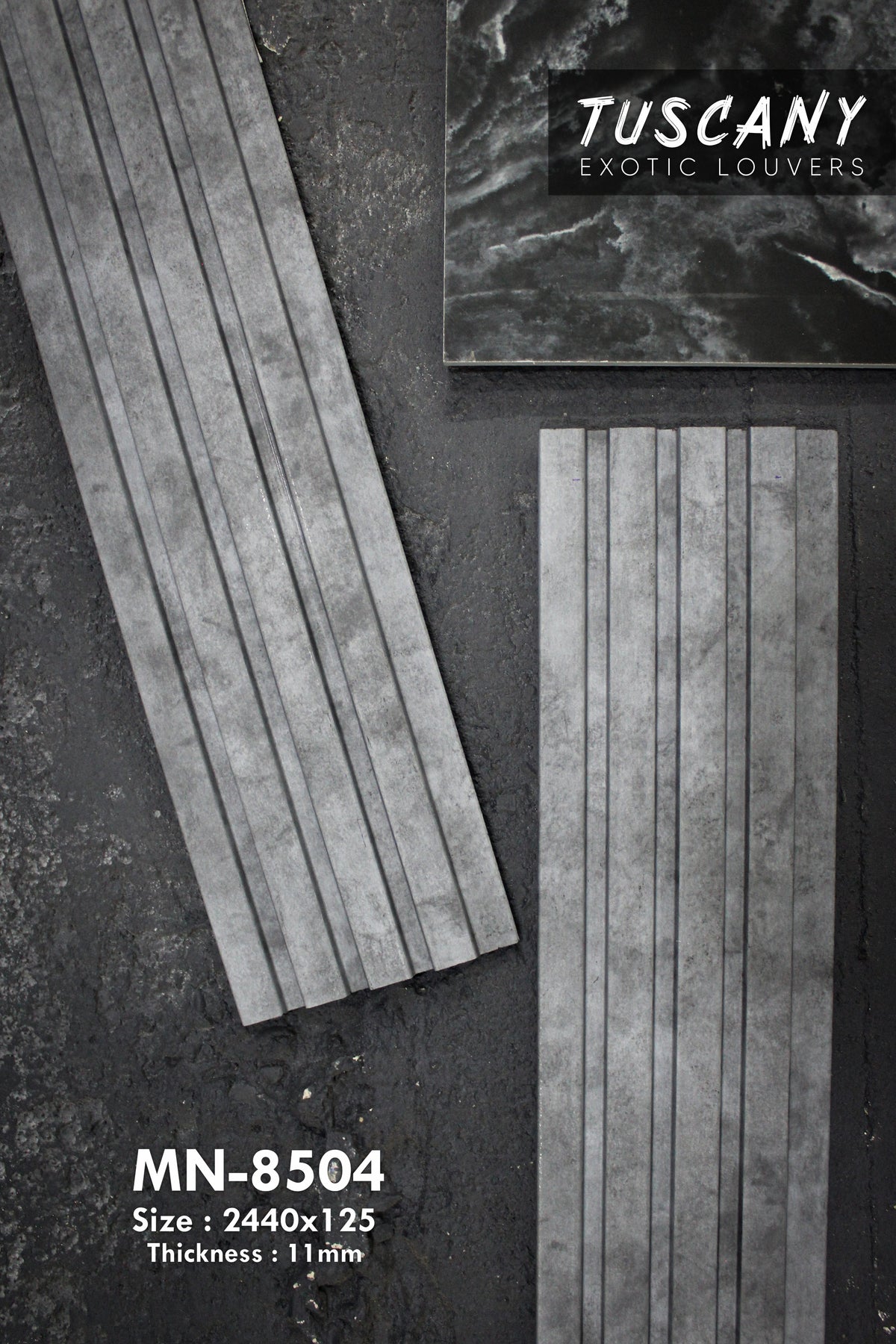 Mystic MN-8504 blue-grey concrete look fluted louver face