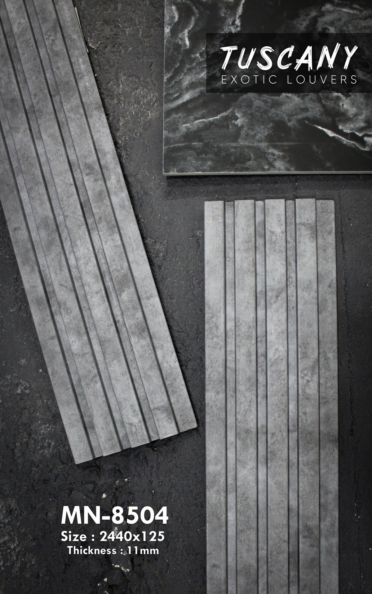 Mystic MN-8504 blue-grey concrete look fluted louver face