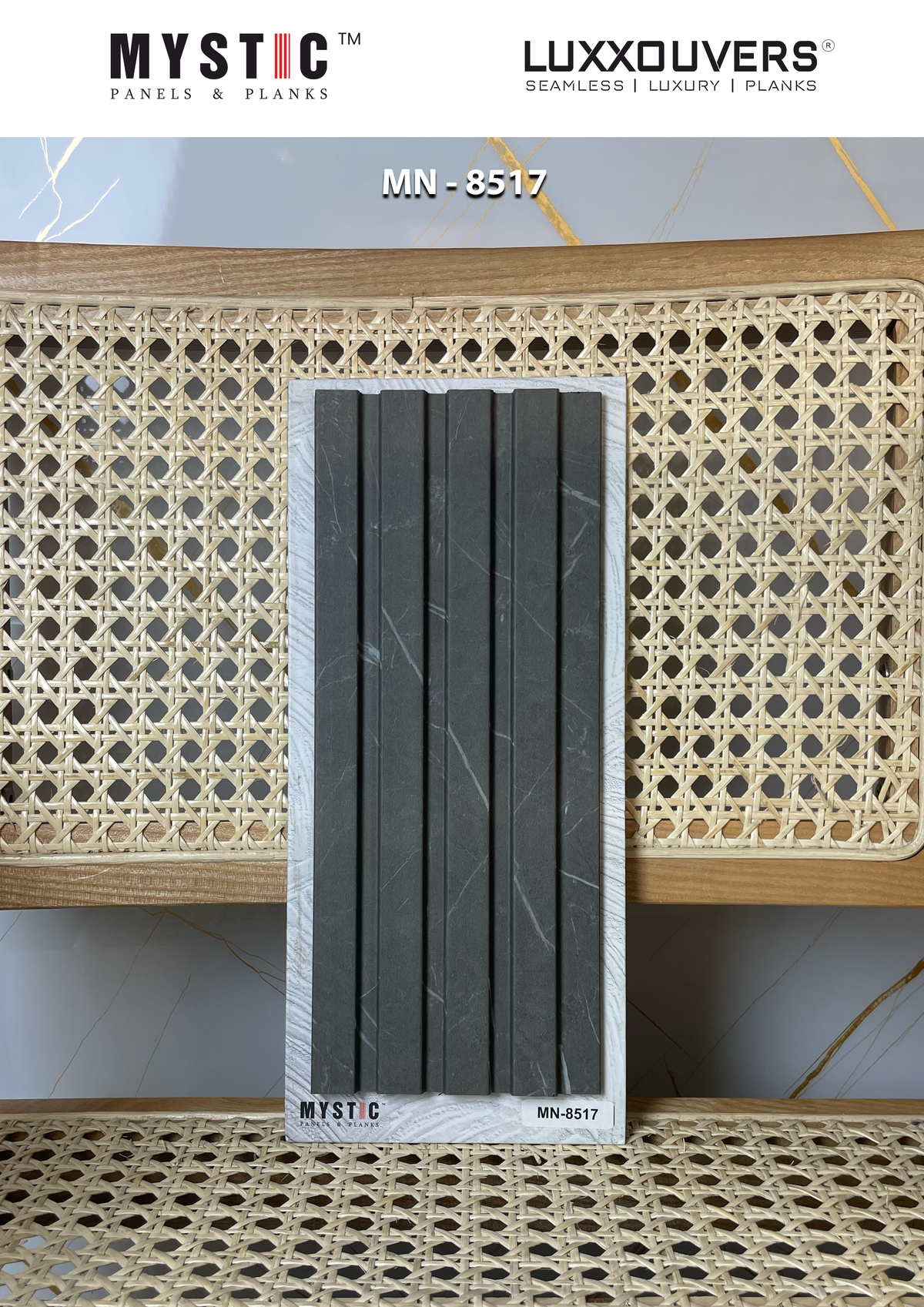 Mystic MN-8517 grey-green marble look fluted louver face