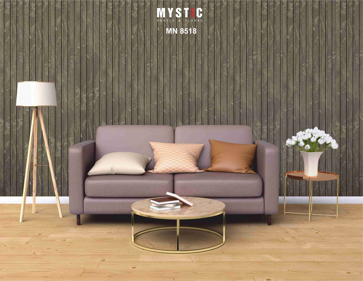 Dark grey marble-print fluted louver panel MN 8518