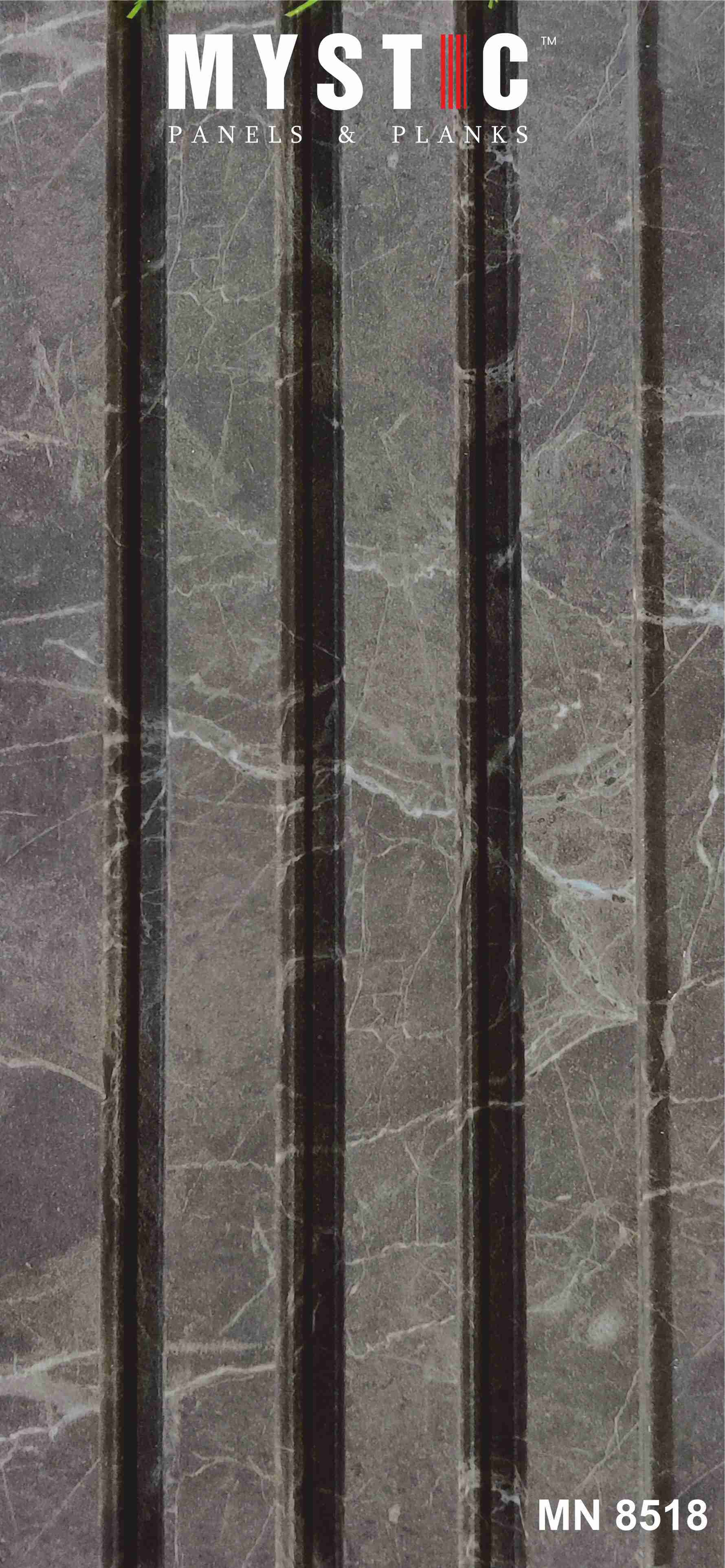 Dark grey marble-print fluted louver panel MN 8518