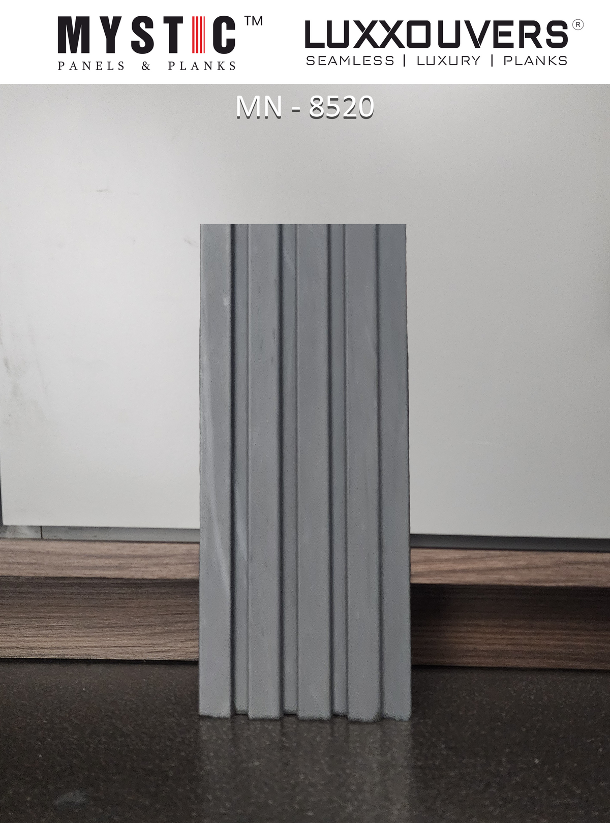 Teal grey marble-print fluted louver panel MN 8520