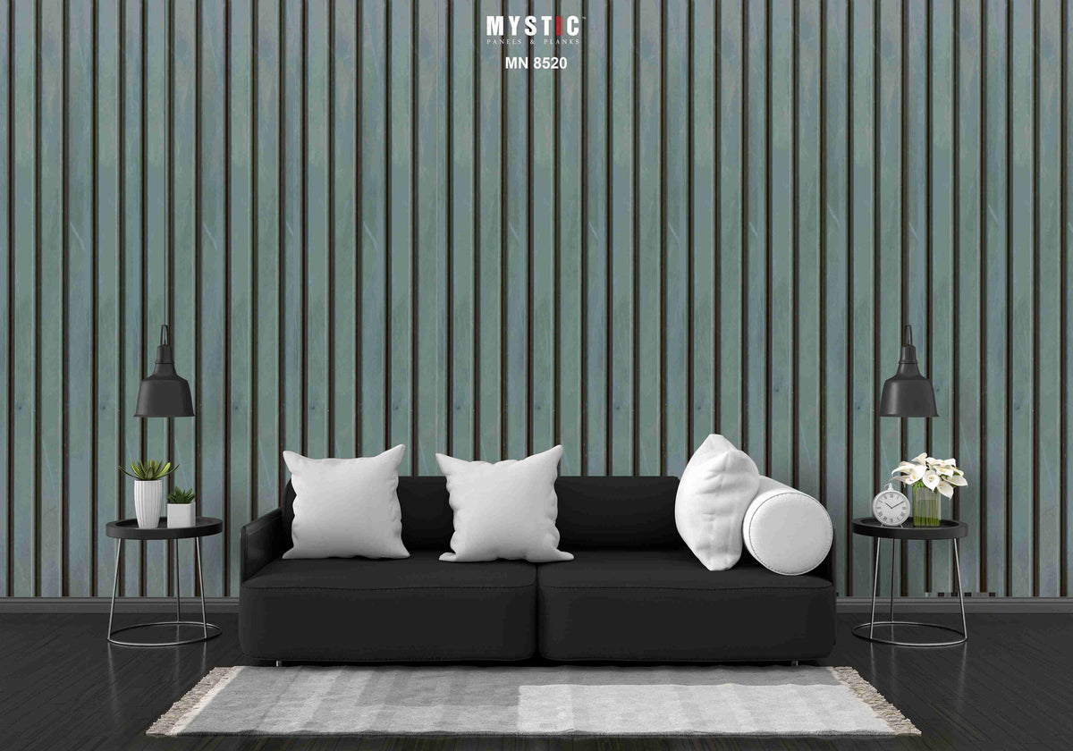Teal grey marble-print fluted louver panel MN 8520