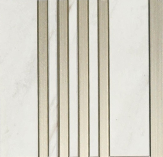 White marble-look louver with champagne strips MN-8521