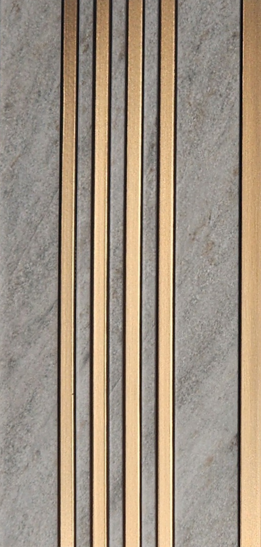 Grey stone-look louver with gold strips MN-8523