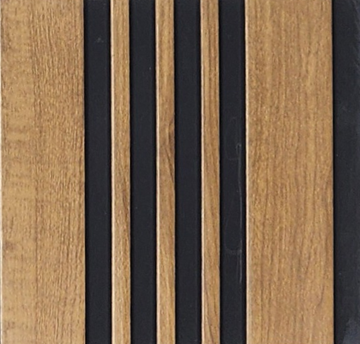 Honey oak wood-grain louver with black grooves MN-8525