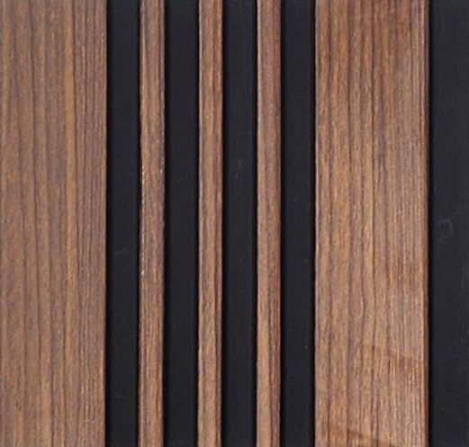 Walnut wood-grain louver with black grooves MN-8526