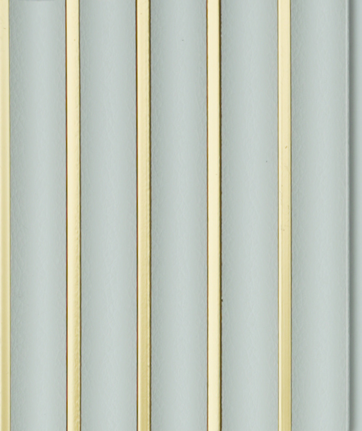 White leather-grain fluted louver with gold inlays MN 8561