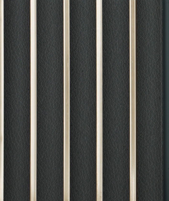 Black leather-grain fluted louver with gold strips MN 8562
