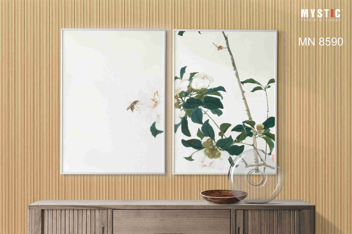 Light oak finely fluted louver panel MN 8590