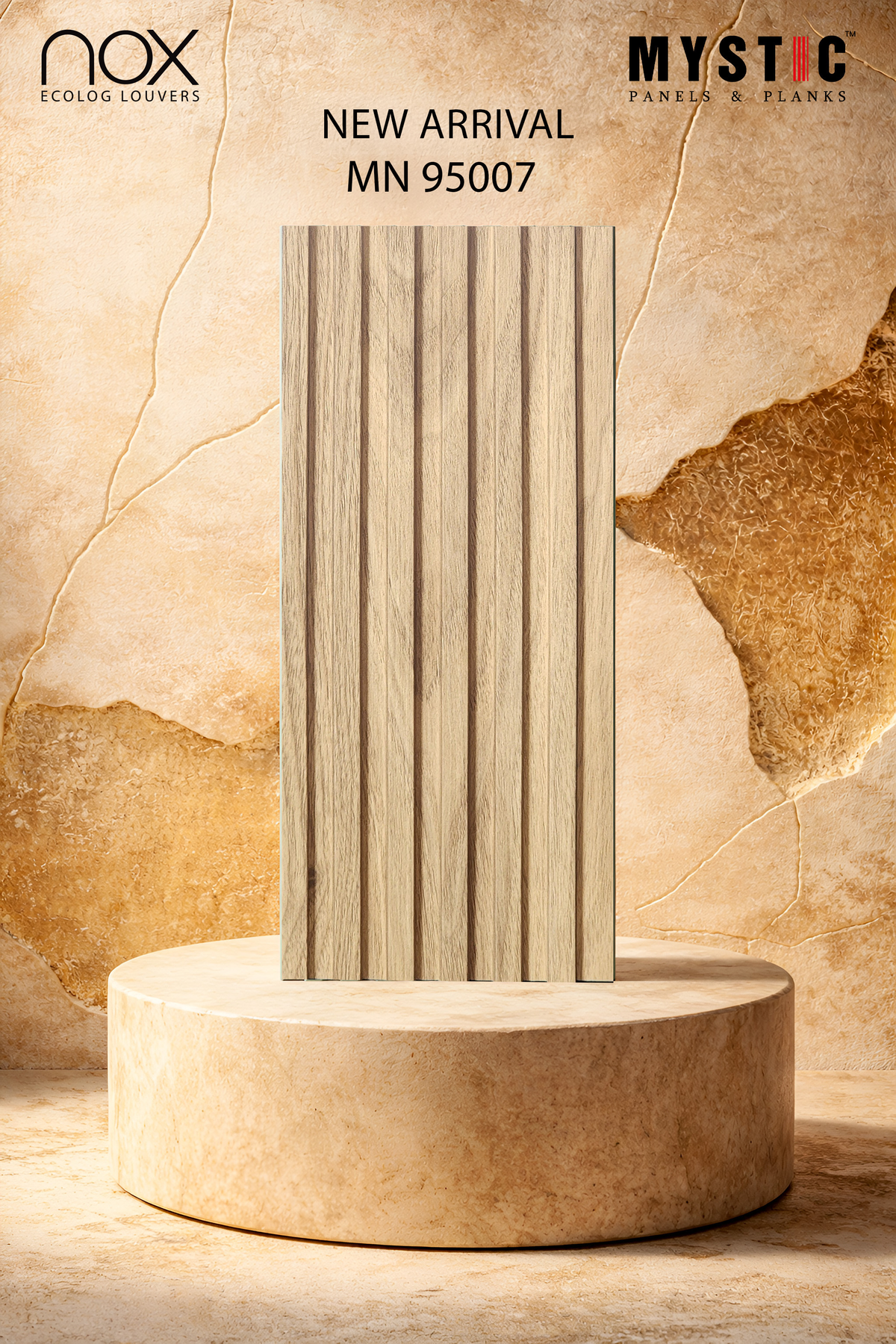 Mystic Nox MN 95007 light oak wood-grain fluted louver