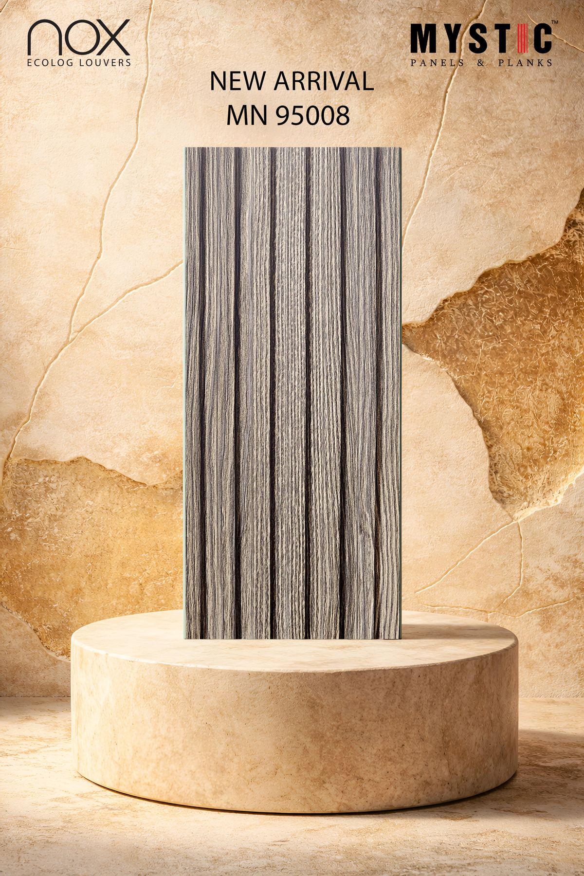 Mystic Nox MN 95008 grey wood-grain fluted louver