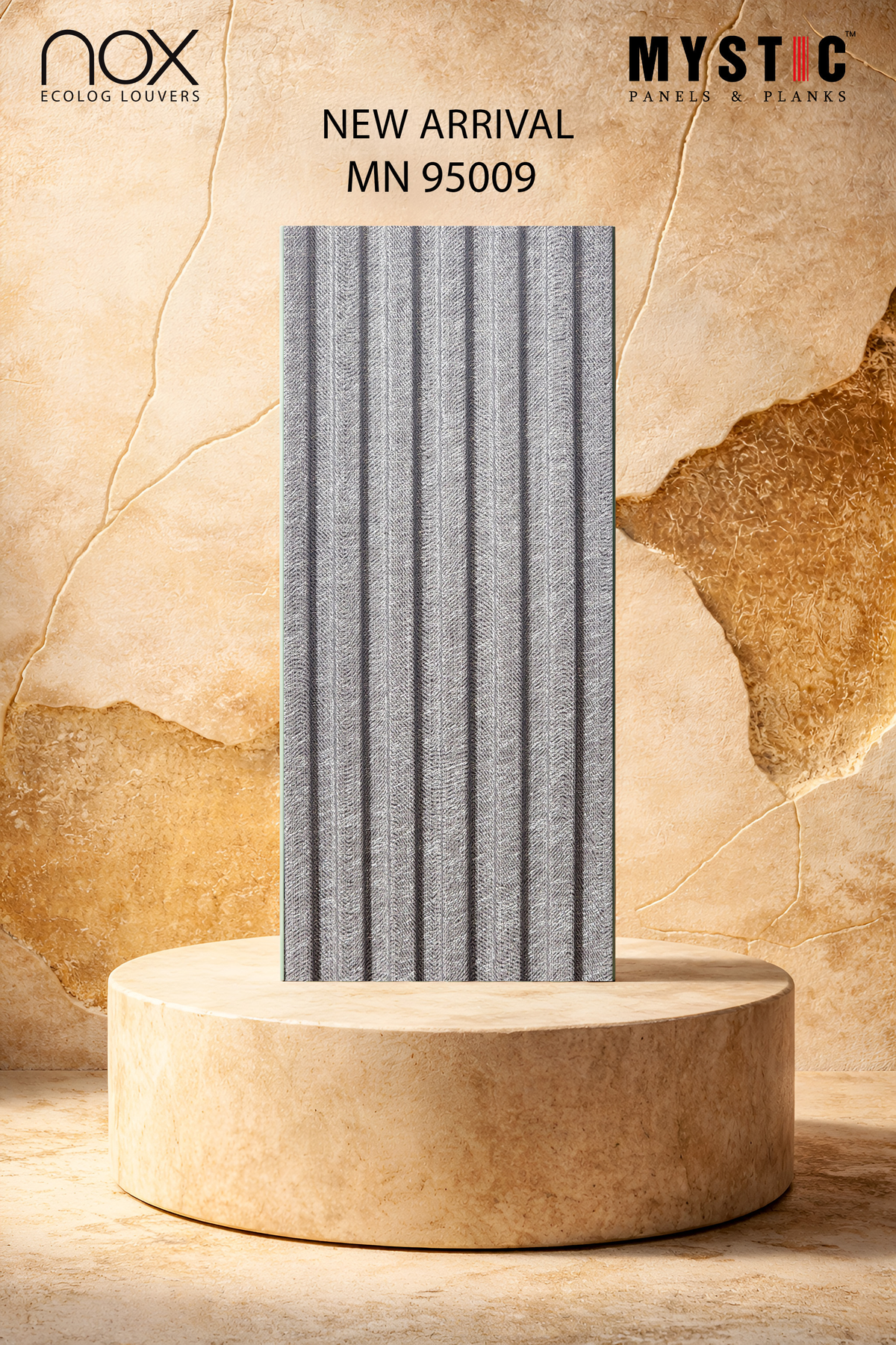Mystic Nox MN 95009 grey fabric-texture fluted louver