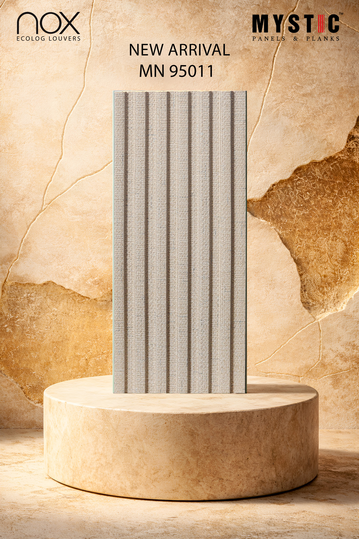 Mystic Nox MN 95011 beige linen-texture fluted louver