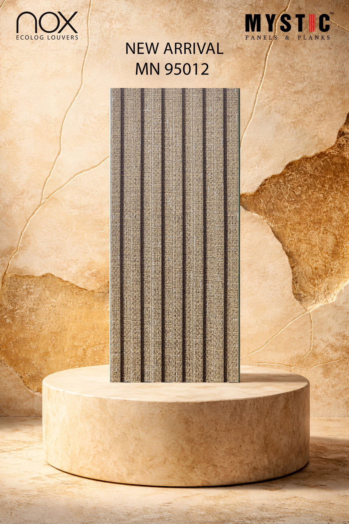 Mystic Nox MN 95012 taupe brown linen-texture fluted louver