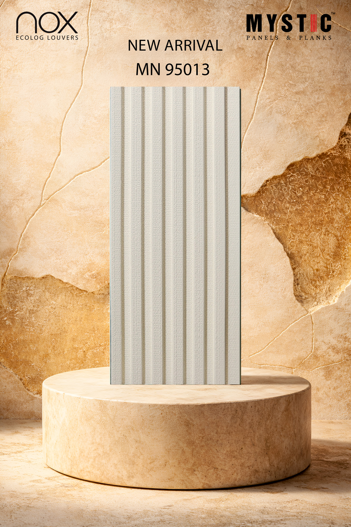 Mystic Nox MN 95013 ivory linen-texture fluted louver