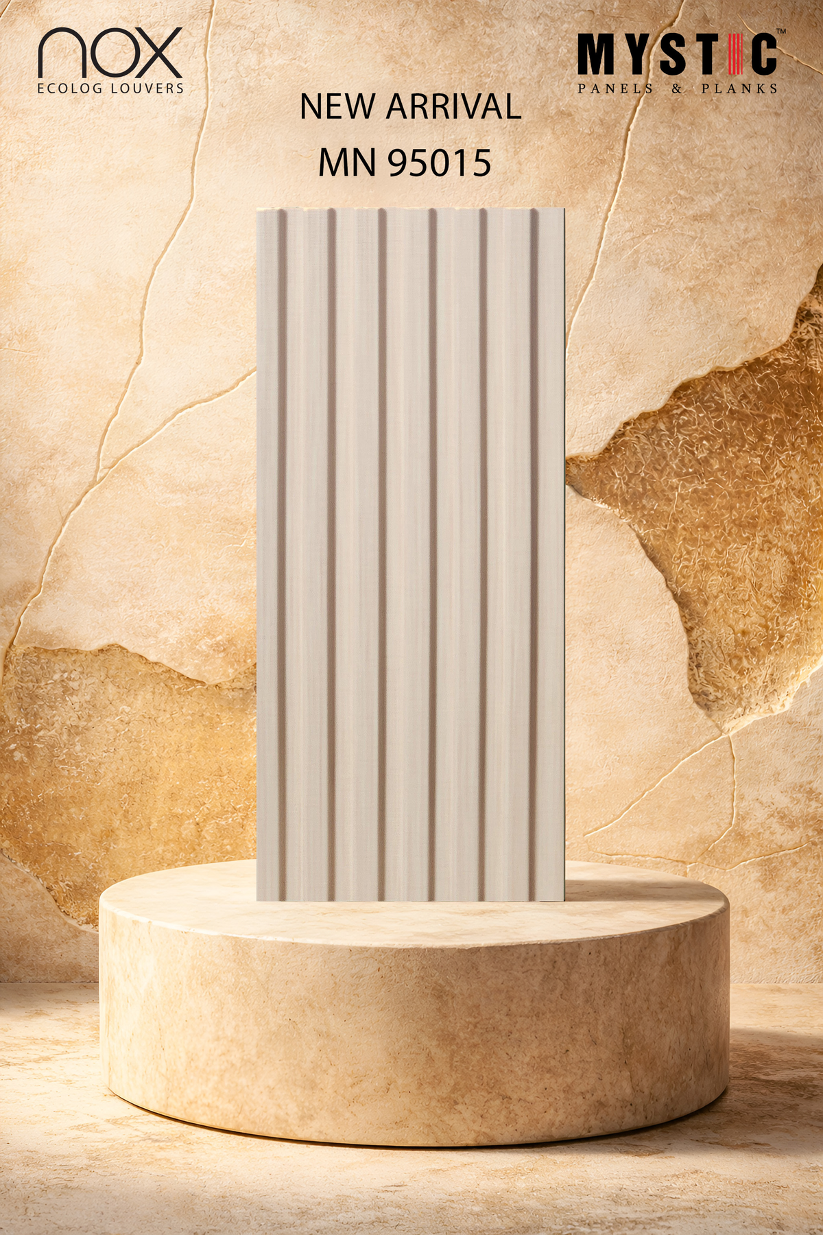 Mystic Nox MN 95015 pale beige brushed-texture fluted louver