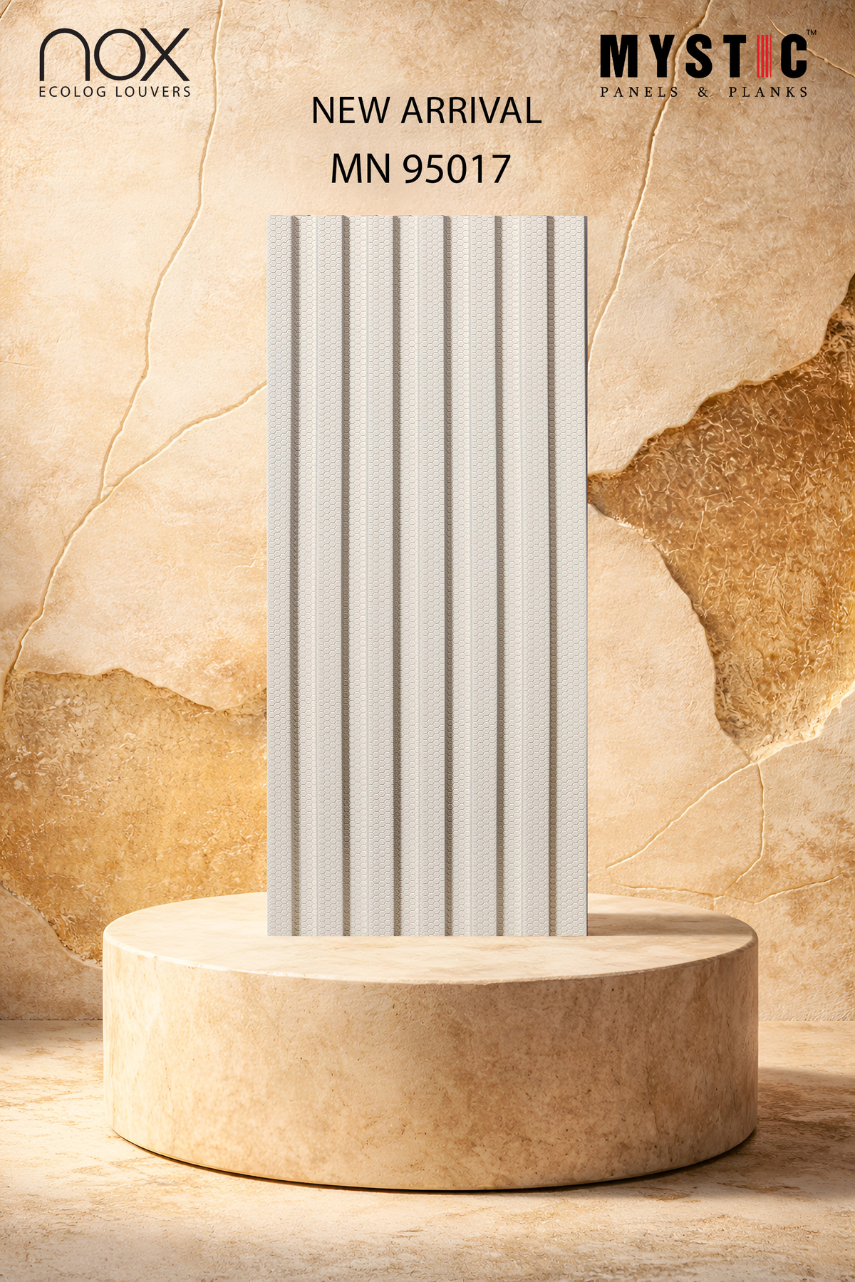Off-white fluted louver panel with hexagon emboss texture, Mystic Nox MN 95017