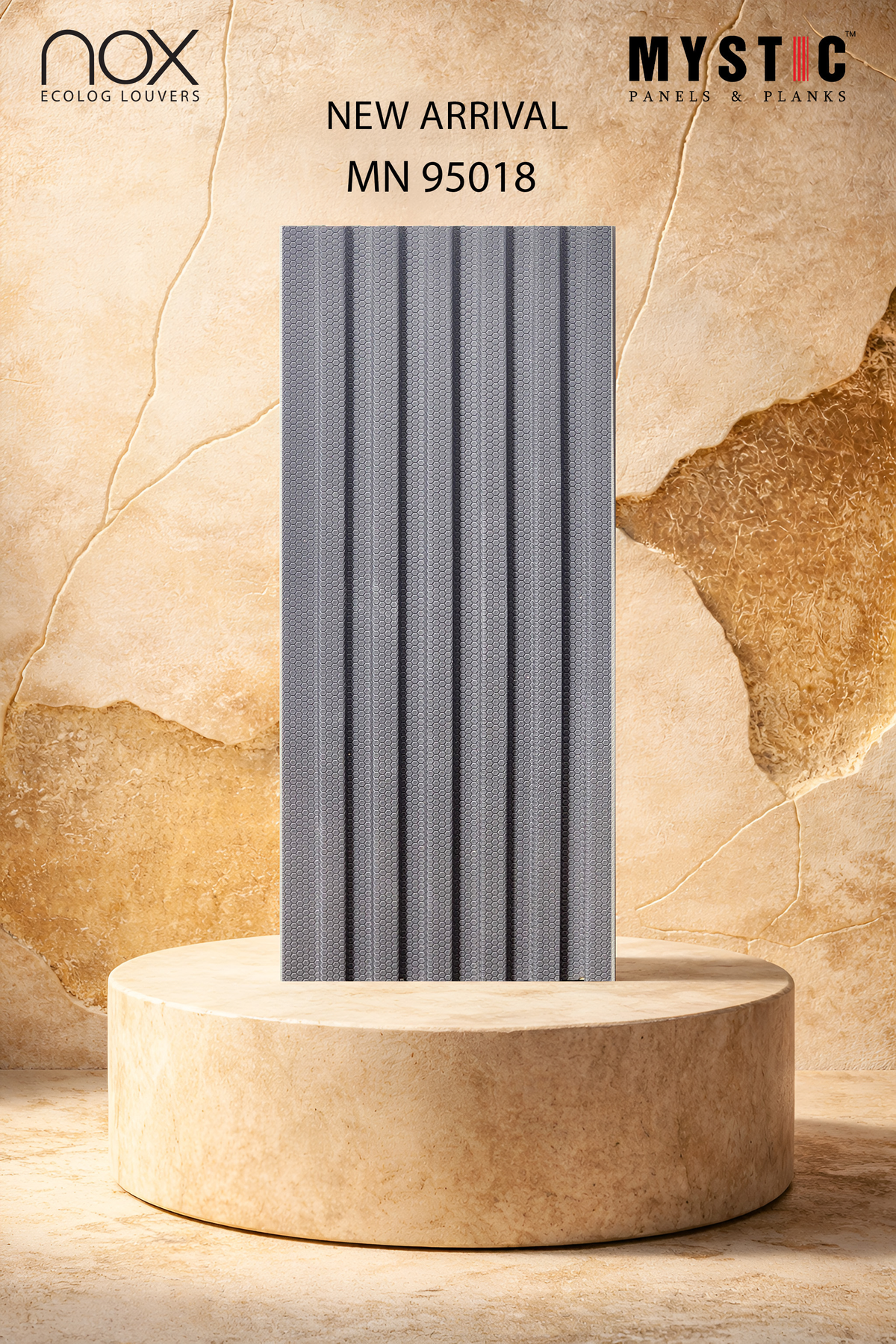 Grey fluted louver panel with hexagon emboss texture, Mystic Nox MN 95018