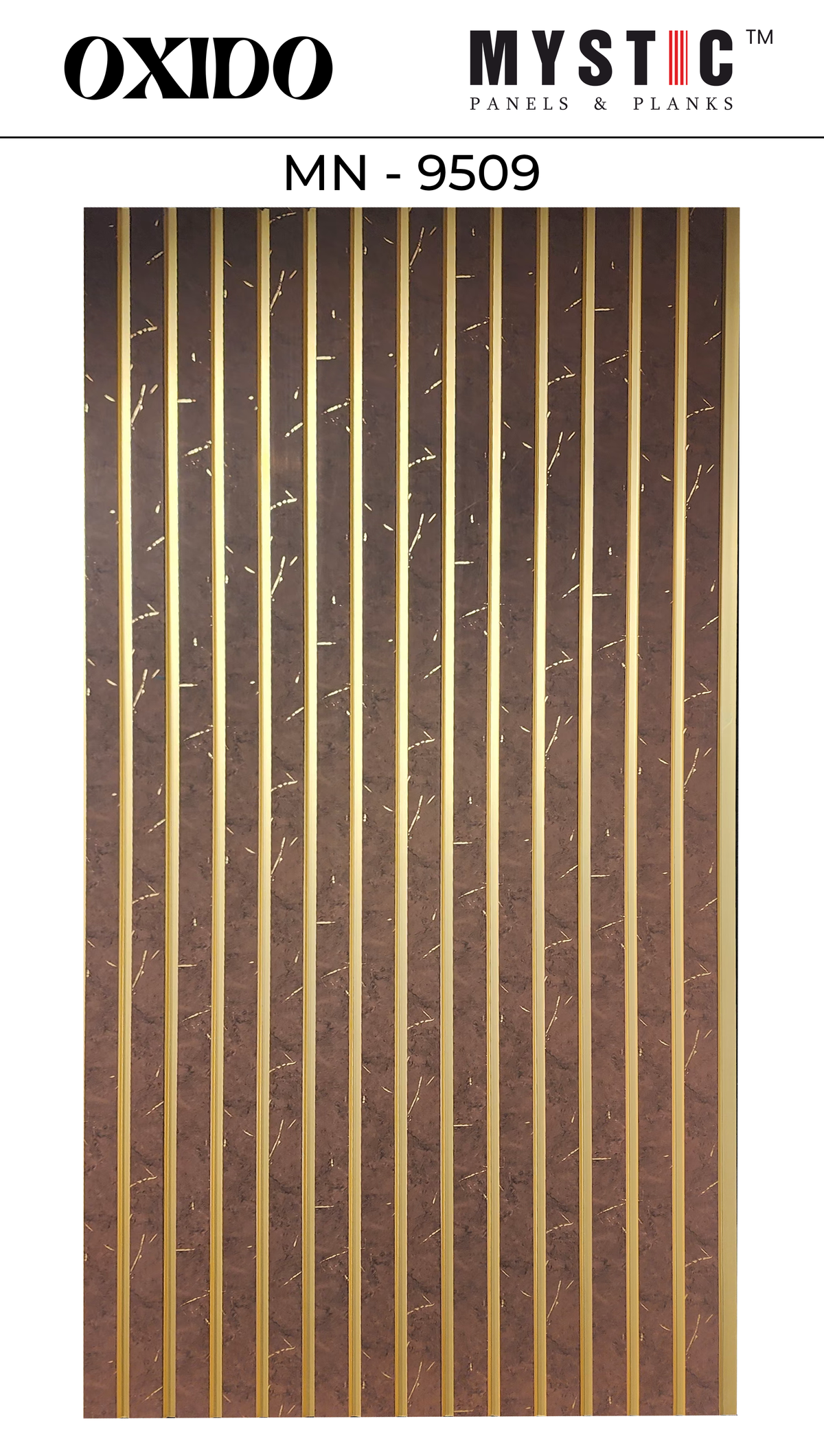 Brown marble-look louver with gold strips, Mystic Oxido MN 9509