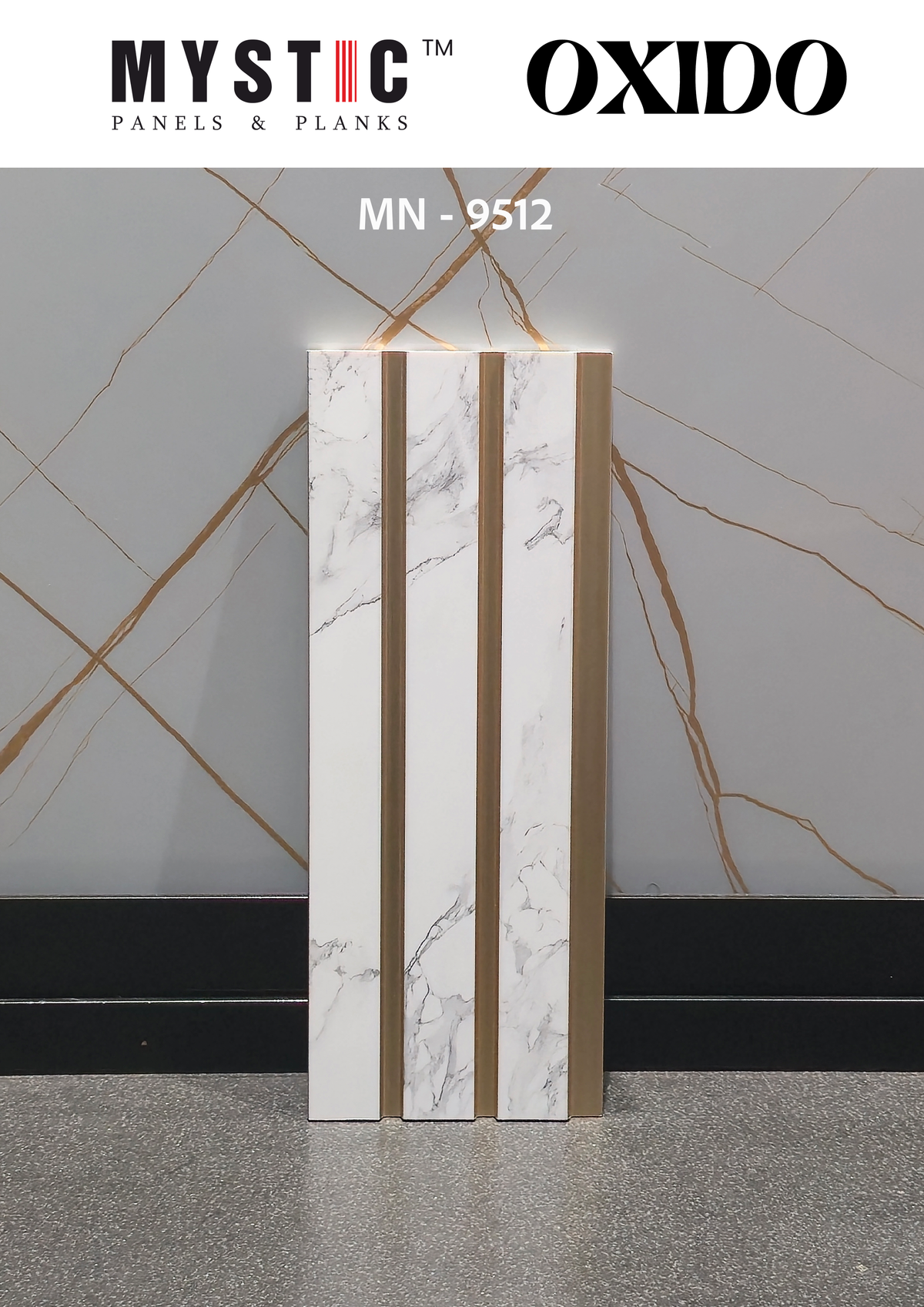 White marble louver with bronze grooves MN 9512