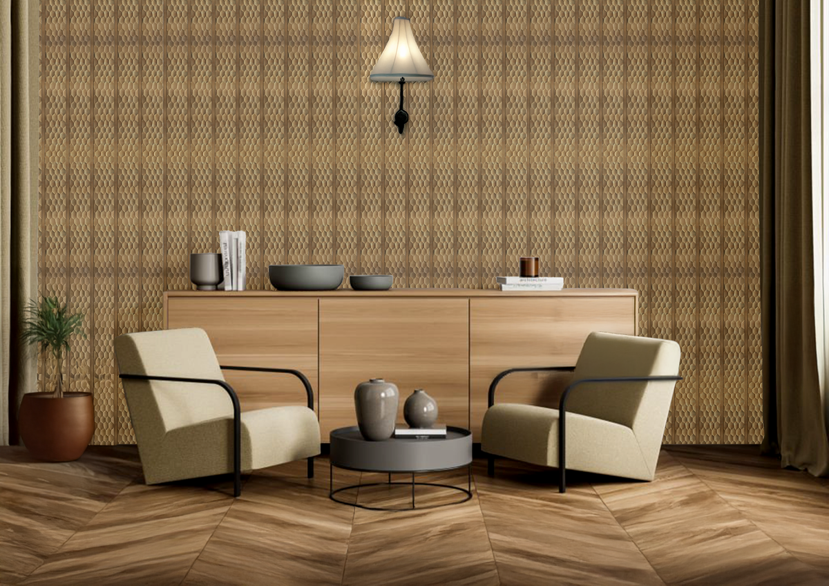 Gold metallic louver with hexagonal emboss, MN 9539