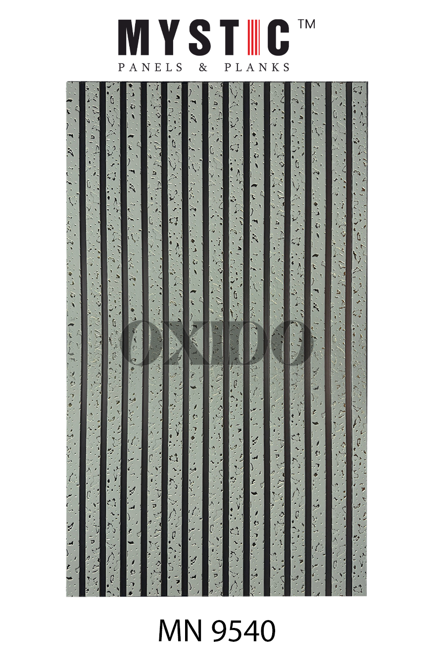 Sage green fluted louver with gold foil flecks, Mystic Oxido MN 9540
