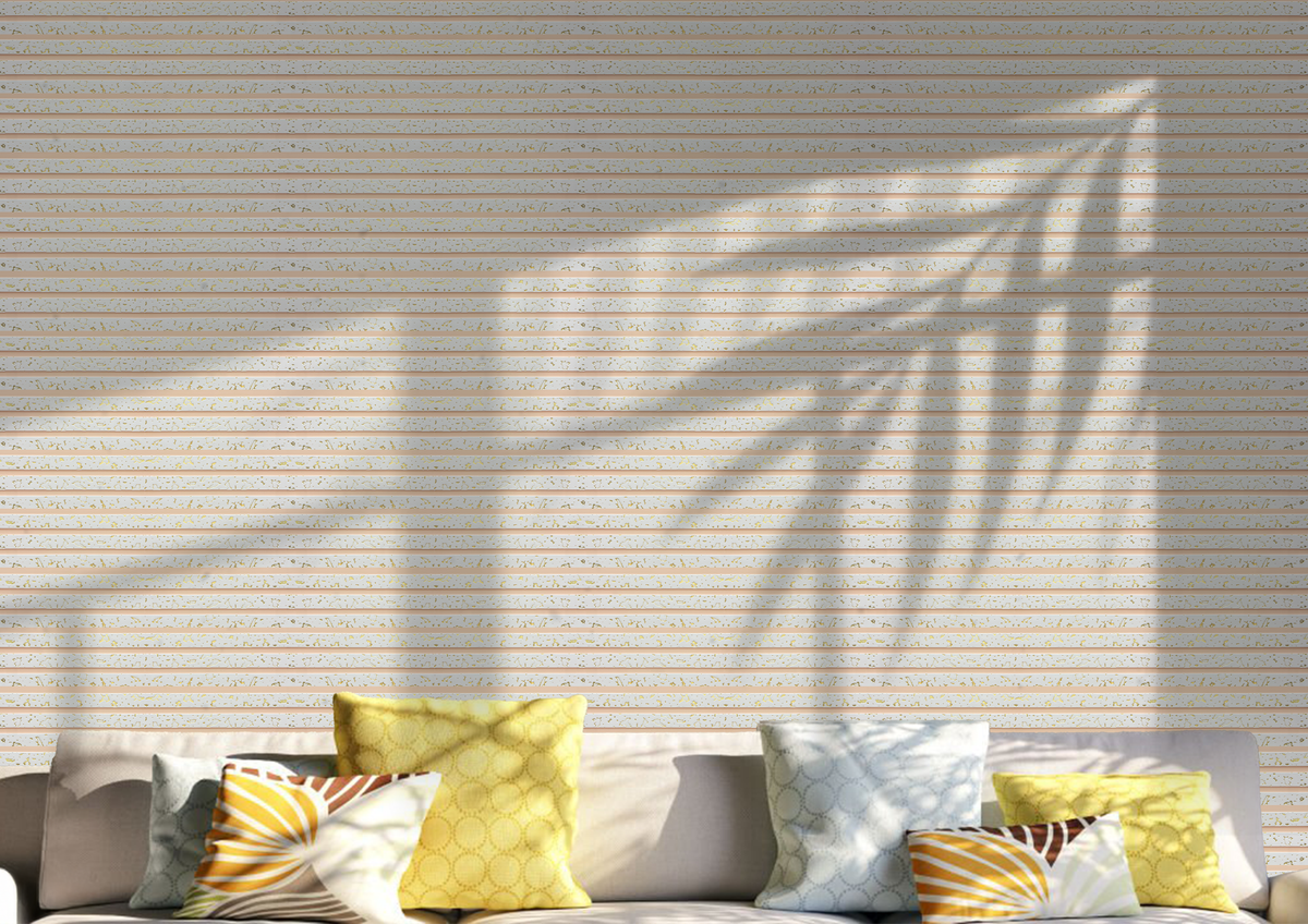 White fluted louver with gold foil flecks, Mystic Oxido MN 9542