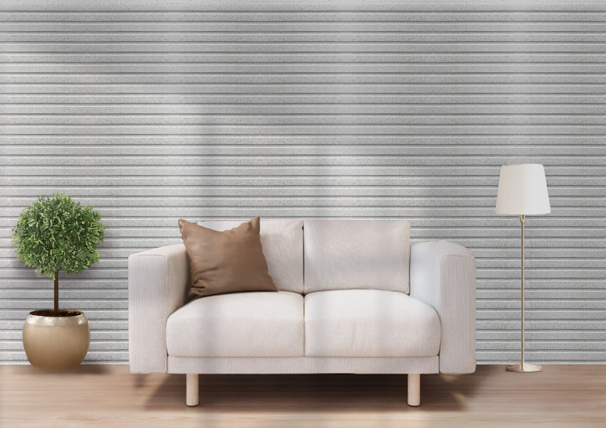 Light grey speckled stone-look fluted louver, Mystic Oxido MN 9548