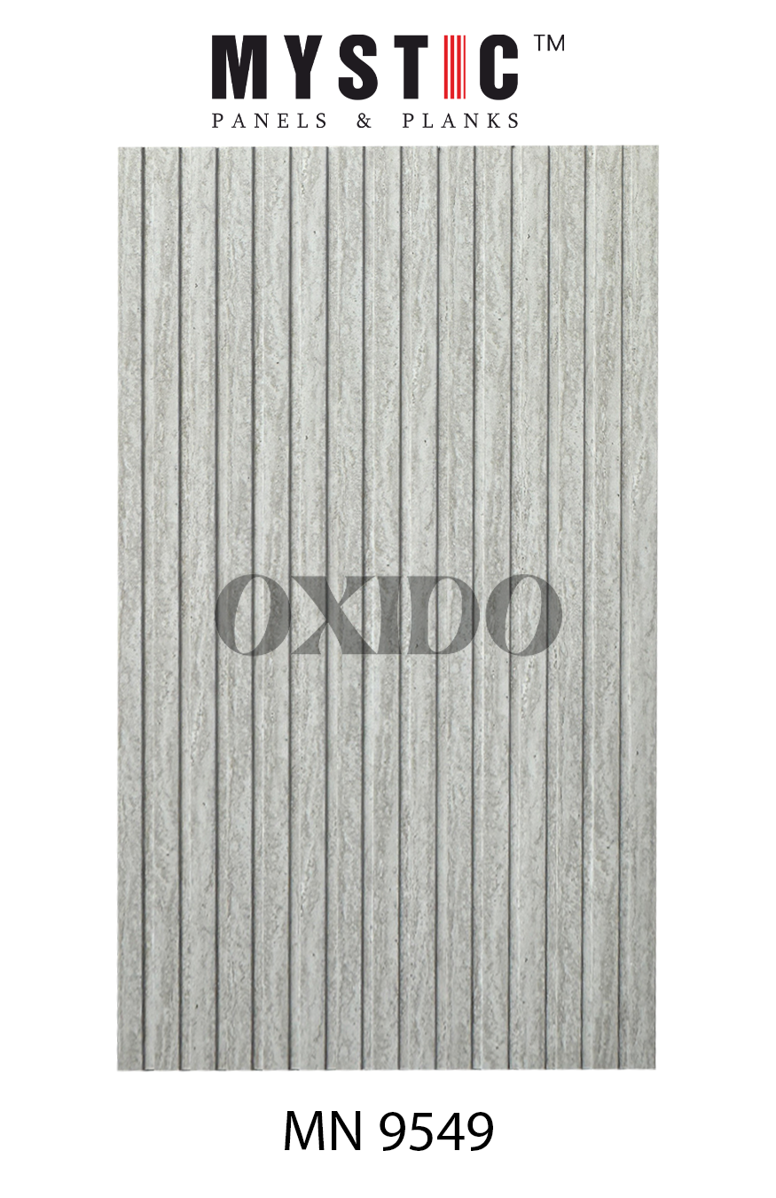 Light grey travertine-look fluted louver, Mystic Oxido MN 9549