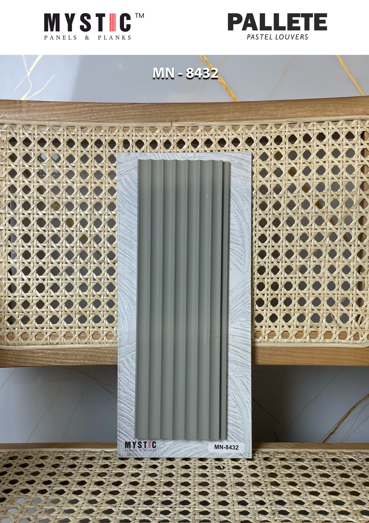 Grey matte fluted pastel louver sample MN-8432