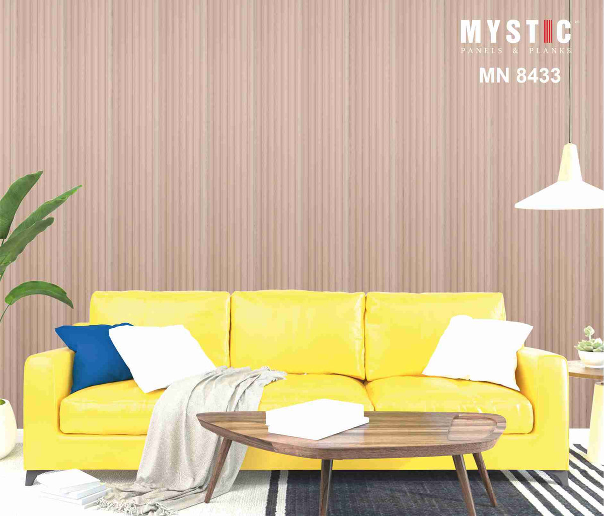 Blush pink fluted Pallete pastel louver planks with profile view, Mystic MN-8433
