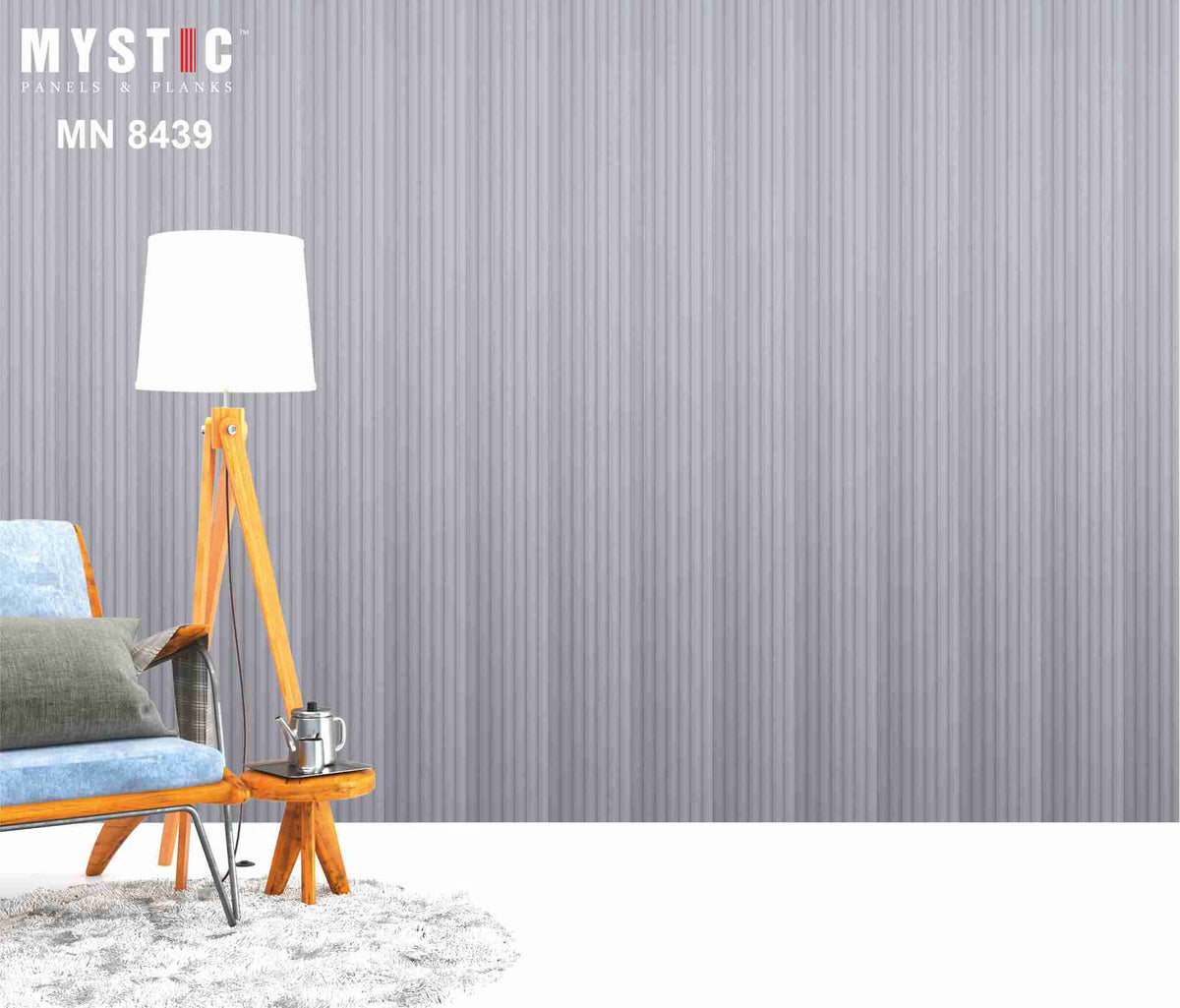 Lavender grey Mystic Pallete pastel fluted louver plank MN-8439