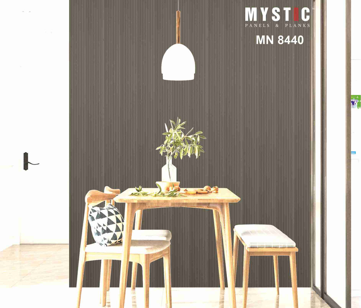 Taupe grey fluted pastel louver panel, Mystic Pallete MN 8440