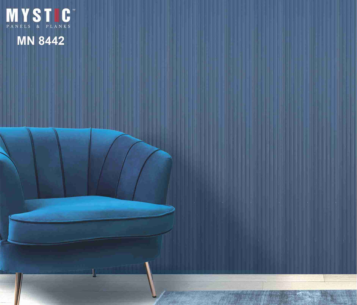 Slate grey fluted pastel louver panel, Mystic Pallete MN 8442