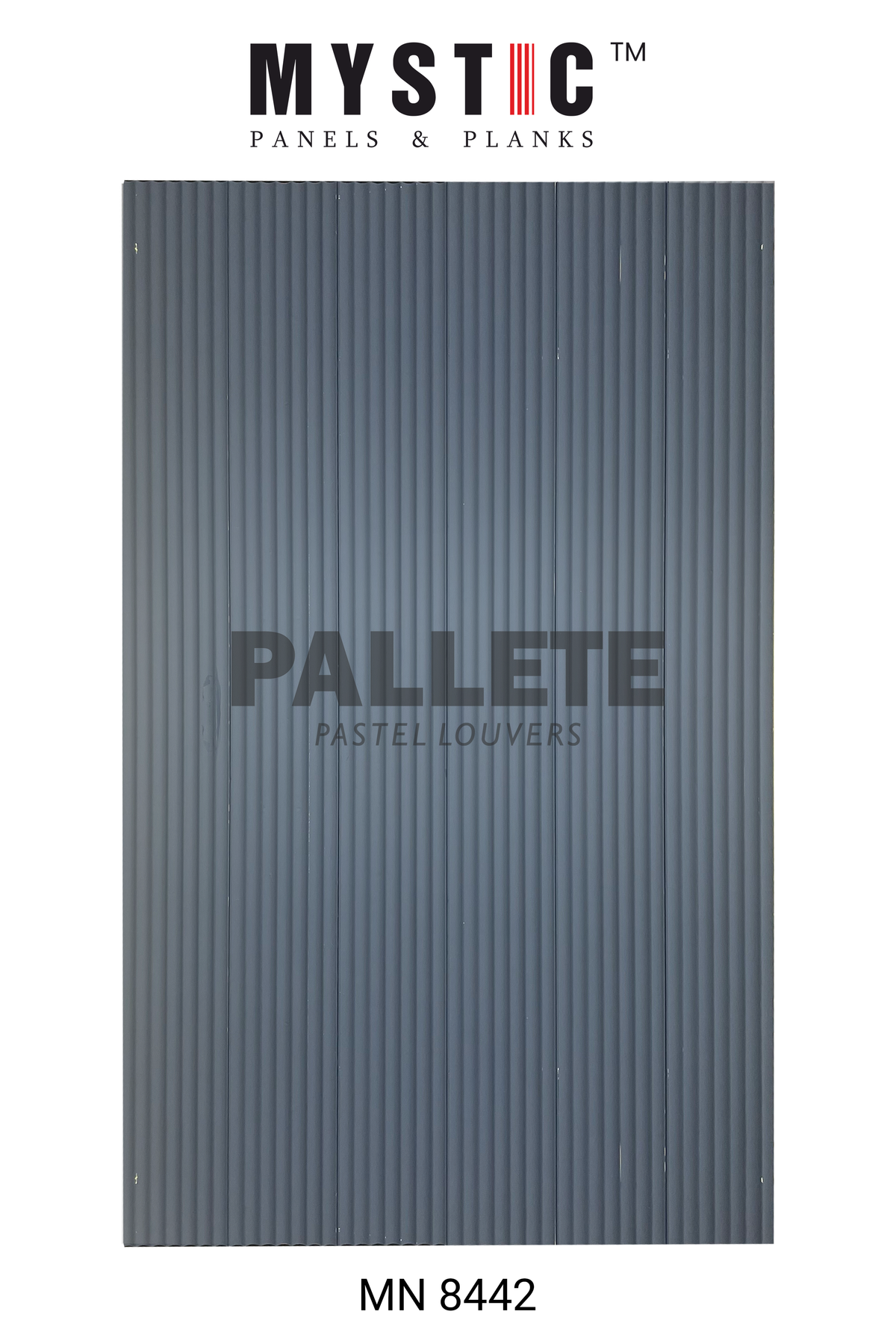 Slate grey fluted pastel louver panel, Mystic Pallete MN 8442
