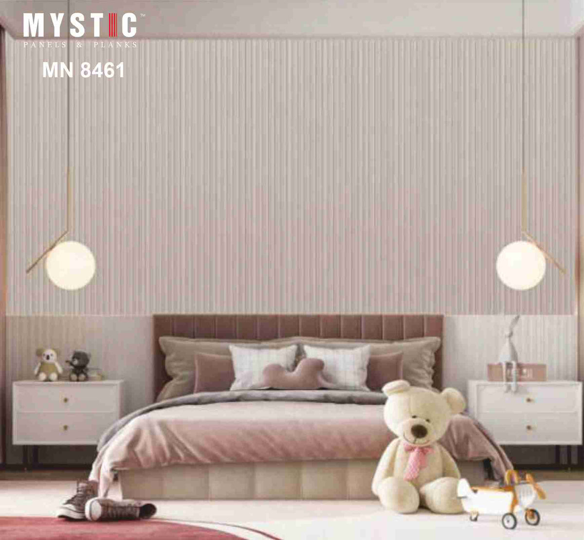 Light grey fluted pastel louver panel, Mystic Pallete MN 8461
