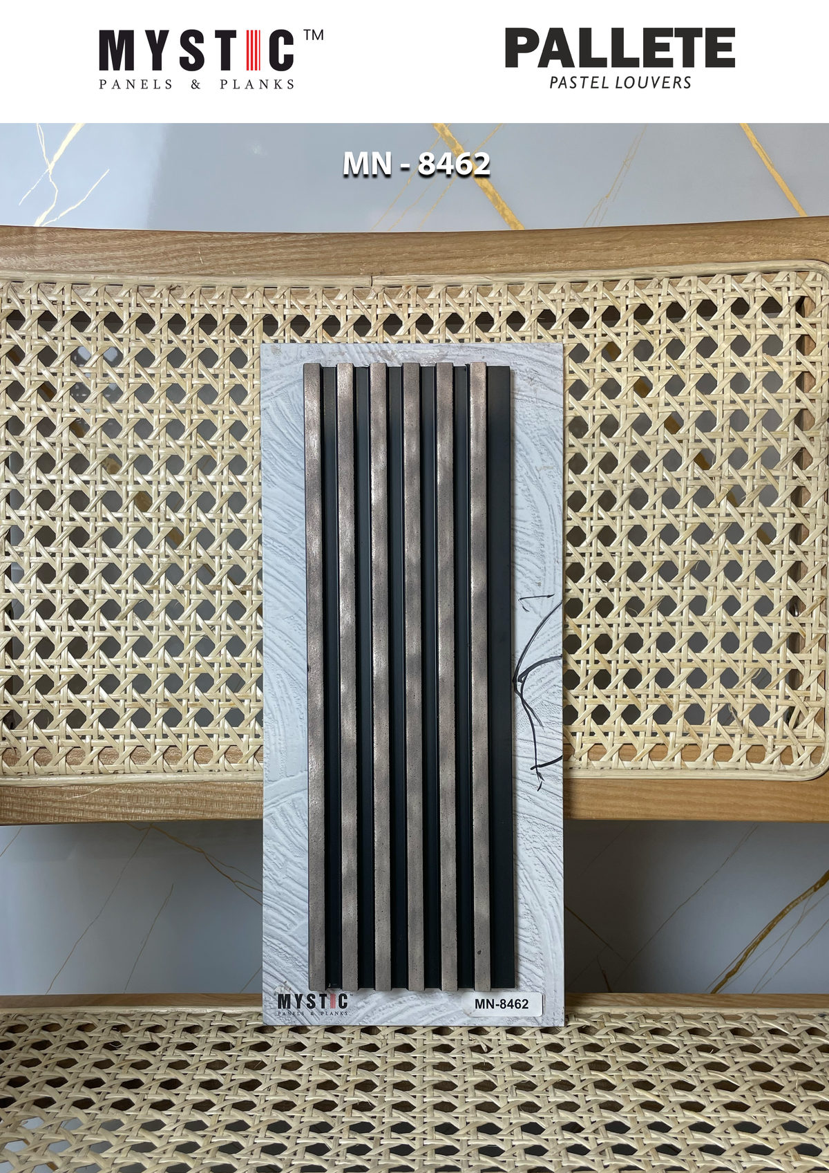 Silver-grey textured louver with black grooves MN-8462