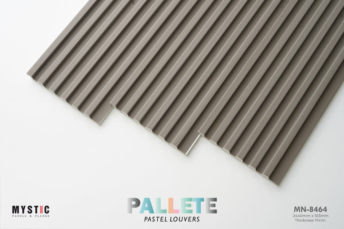 Warm grey ribbed louver planks, Mystic Pallete MN-8464