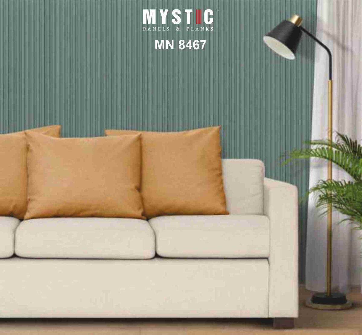 Sage green fine-fluted matte louver panel MN 8467