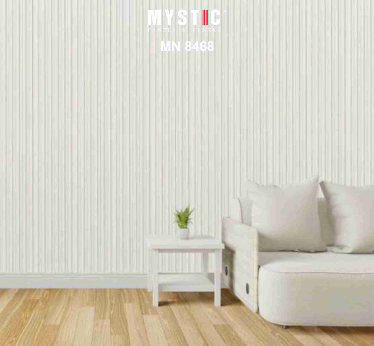 White fine-fluted matte louver strip MN 8468