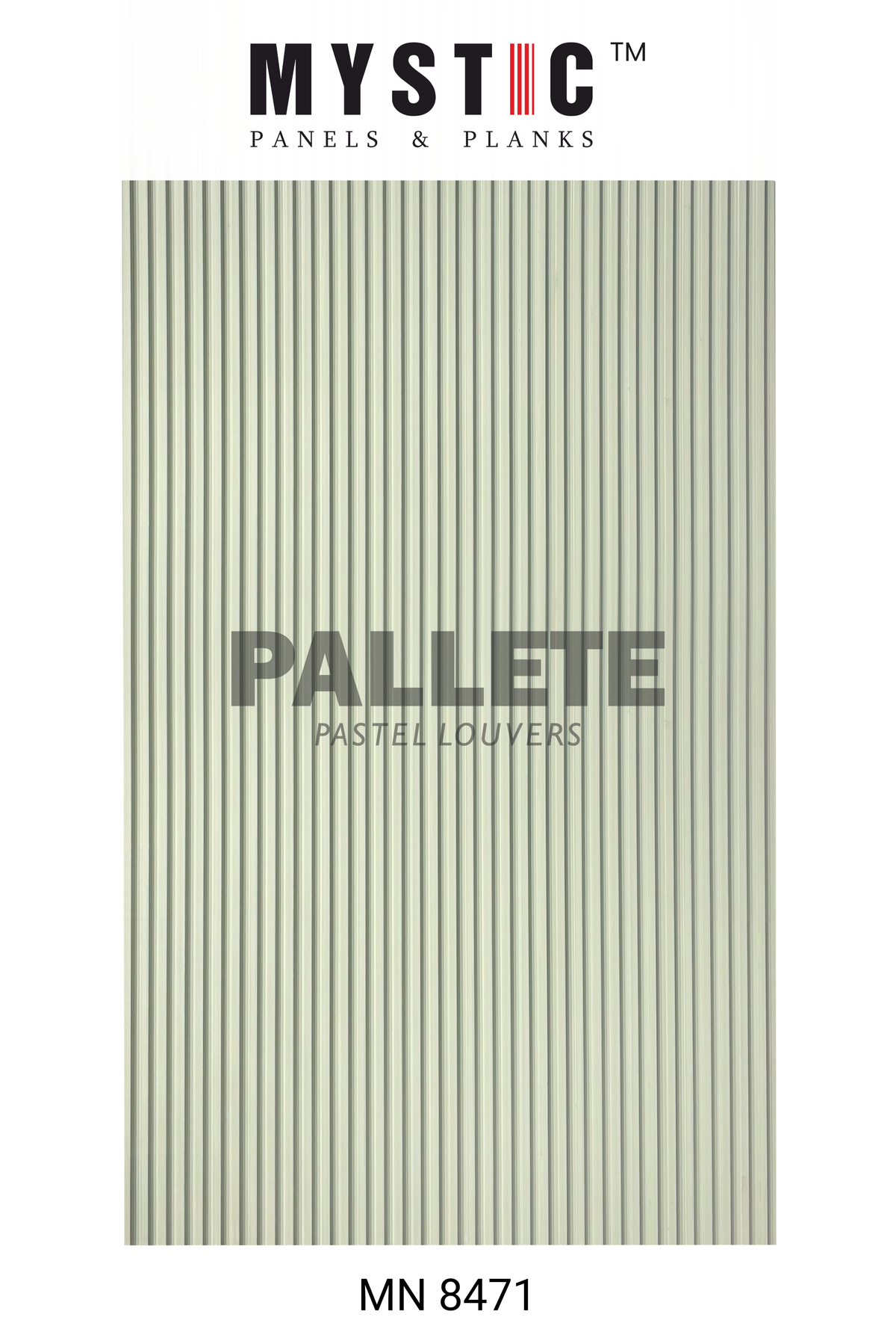 Pale sage green fine-fluted matte louver panel MN 8471