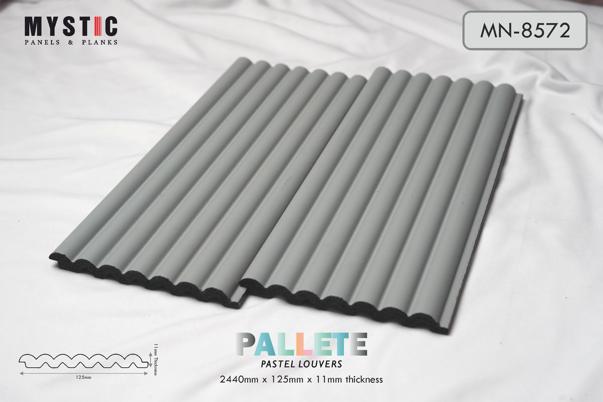 Mystic Pallete pastel louver in grey matte with rounded flutes, MN-8572