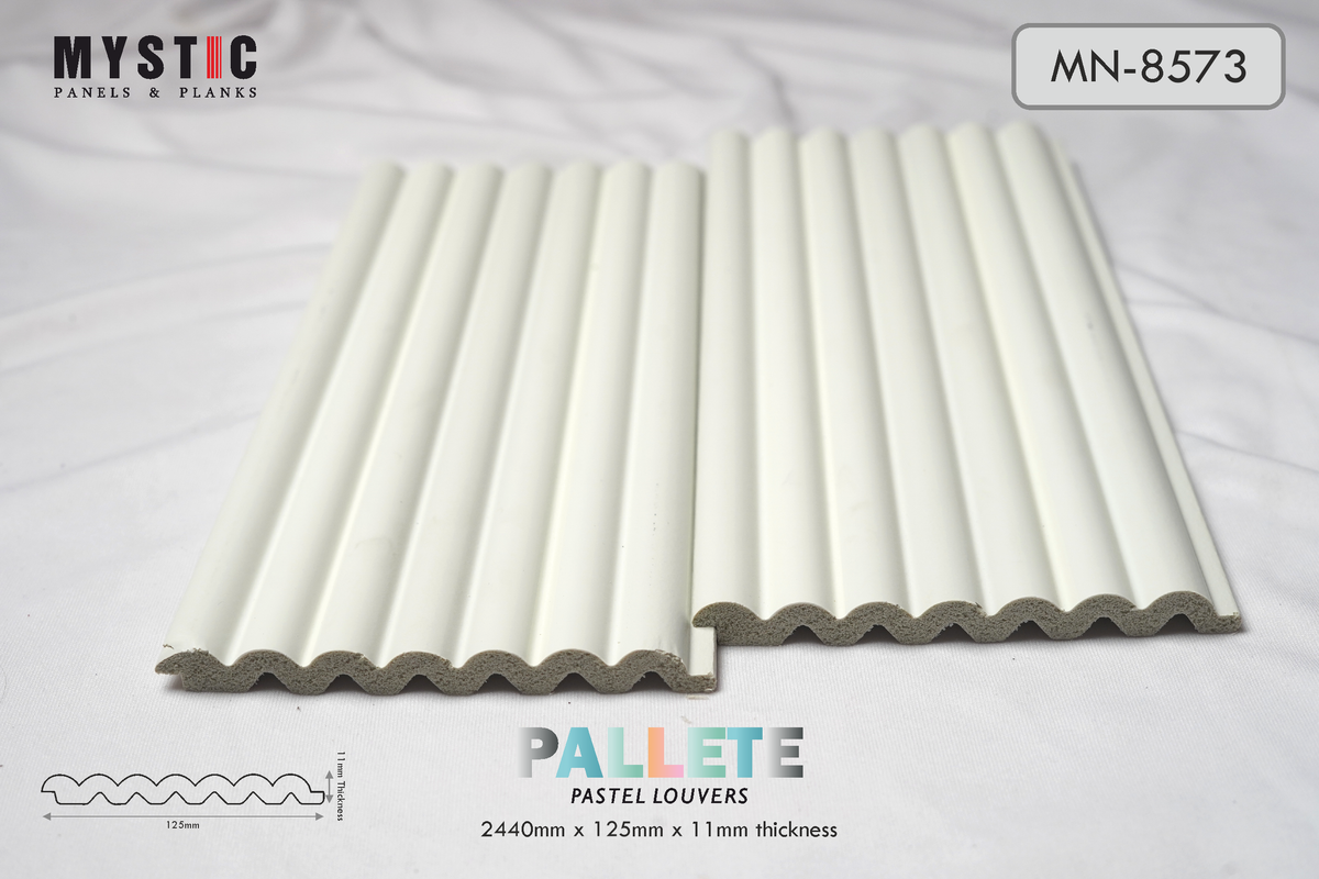Mystic Pallete pastel louver in off-white matte with rounded flutes, MN-8573