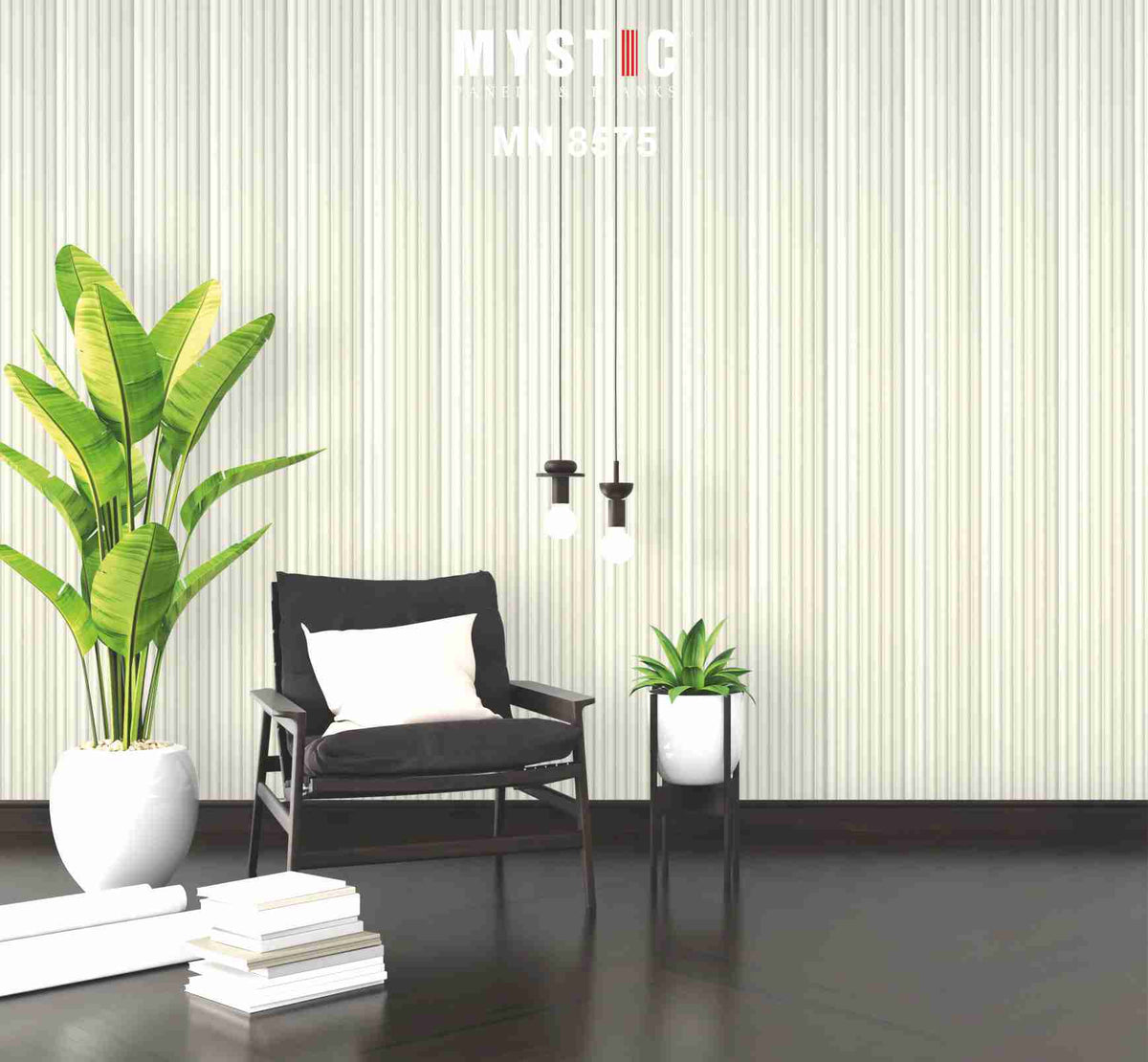 Mystic Pallete XL light sage grey fluted louver sample, code MN-8575