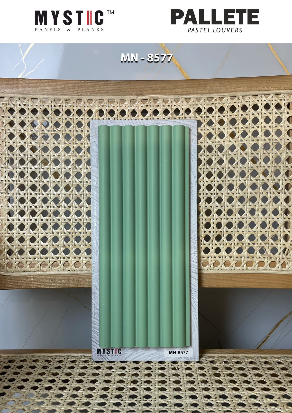 Mint green matte fluted louver sample MN-8577