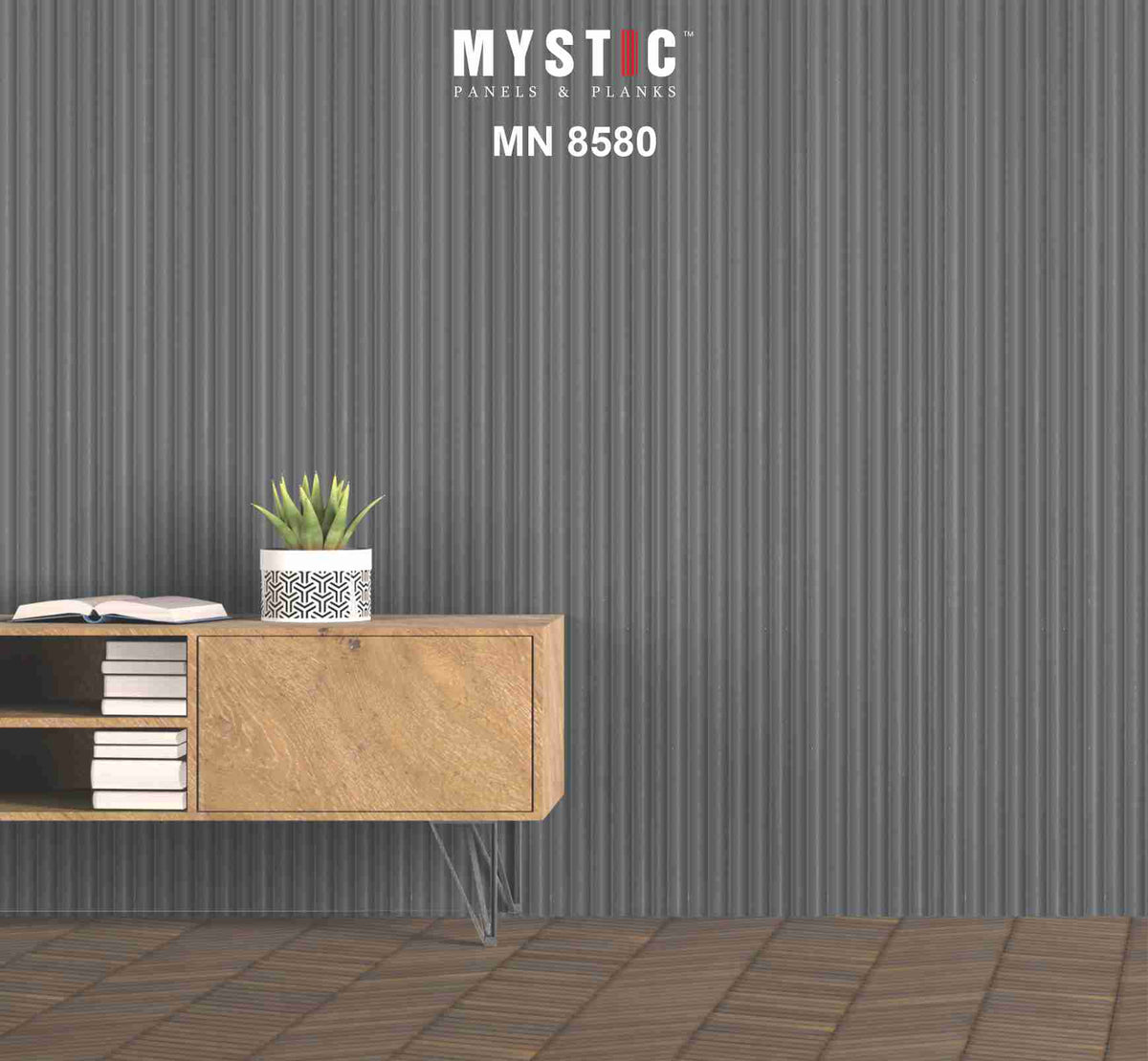 Matte black fluted solid colour louver panel, Mystic MN-8580